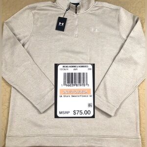NEW..MEN TALL-3XL UNDER ARMOUR GOLF STORM SWEATERFLEECE QUARTER ZIP (TAUPE DUSK)